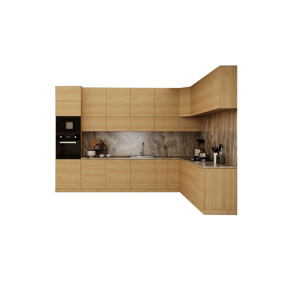 WINKELKÜCHE – Küchenzeile 360 x 300 cm VELORA – KU-S50 – Eiche Artisan - Eiche Artisan, Holzwerkstoff (360/248/300cm) - hi-markt