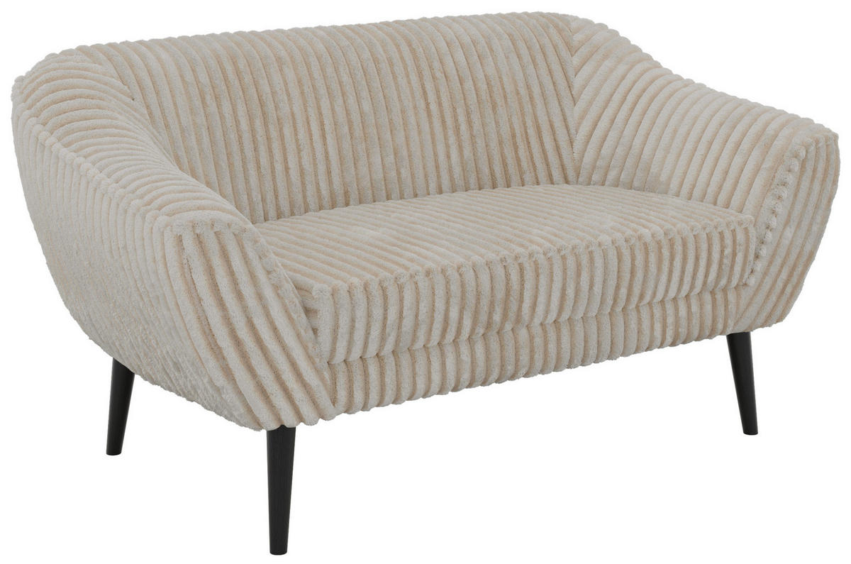 2-SITZER-SOFA PIRS - Beige Cord - Schwarze Beine - Beige/Creme, Holzwerkstoff/Textil (140/75/74cm) - MKS