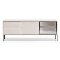 TV-LOWBOARD Barnee mit beleuchteter Glasvitrine, Kaschmirgrau, 160 cm - Taupe/Schwarz, Holzwerkstoff/Metall (160/58.9/40cm) - Selsey