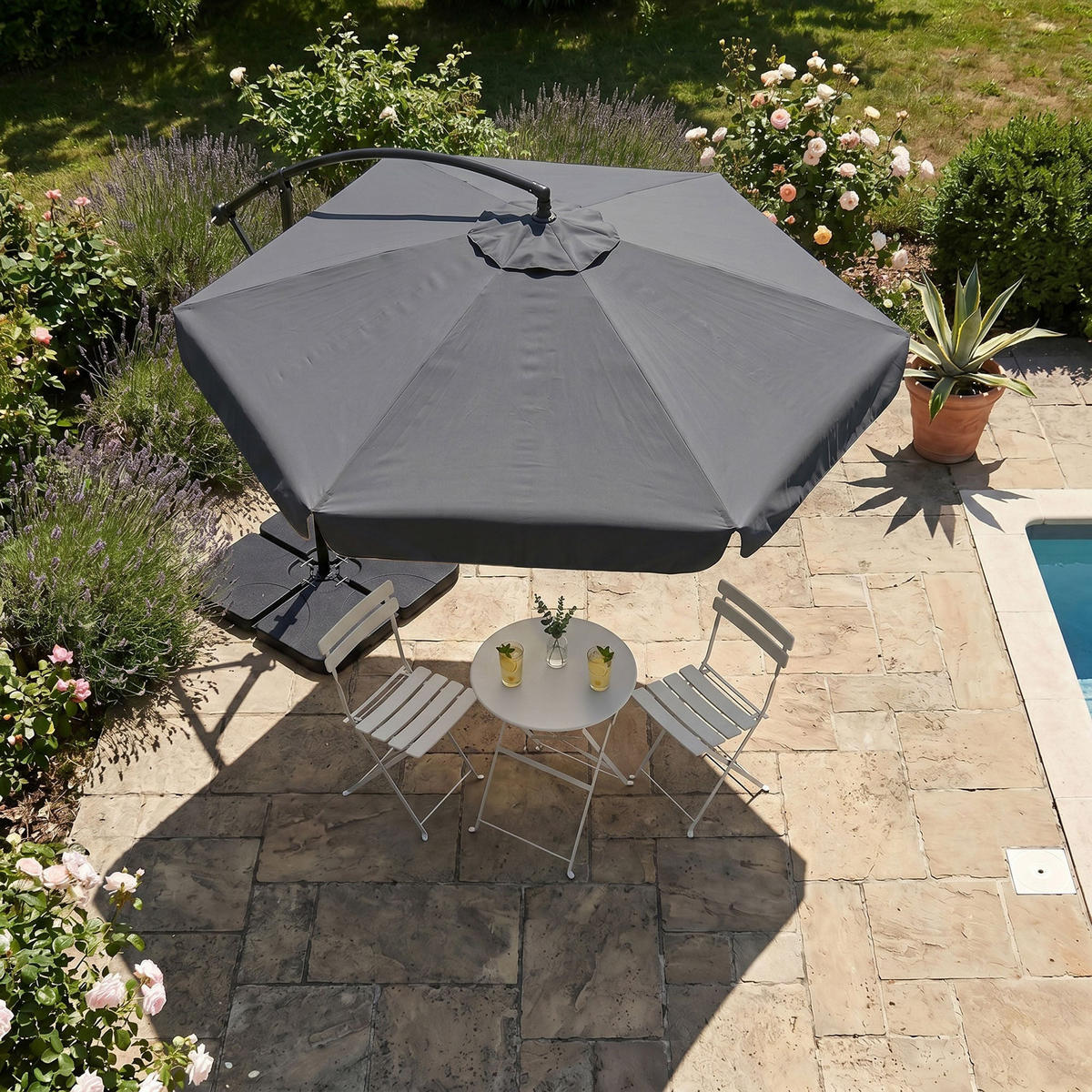 SONNENSCHRIM Grau 245/300 cm - Schwarz/Grau, Metall (300/300cm) - Akord
