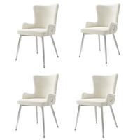 ARMLEHNSTUHL-SET DE-35763 4 Stück mit Samt und Silberbeinen Beige - Beige, Metall (49/85/47cm) - ComfortXL