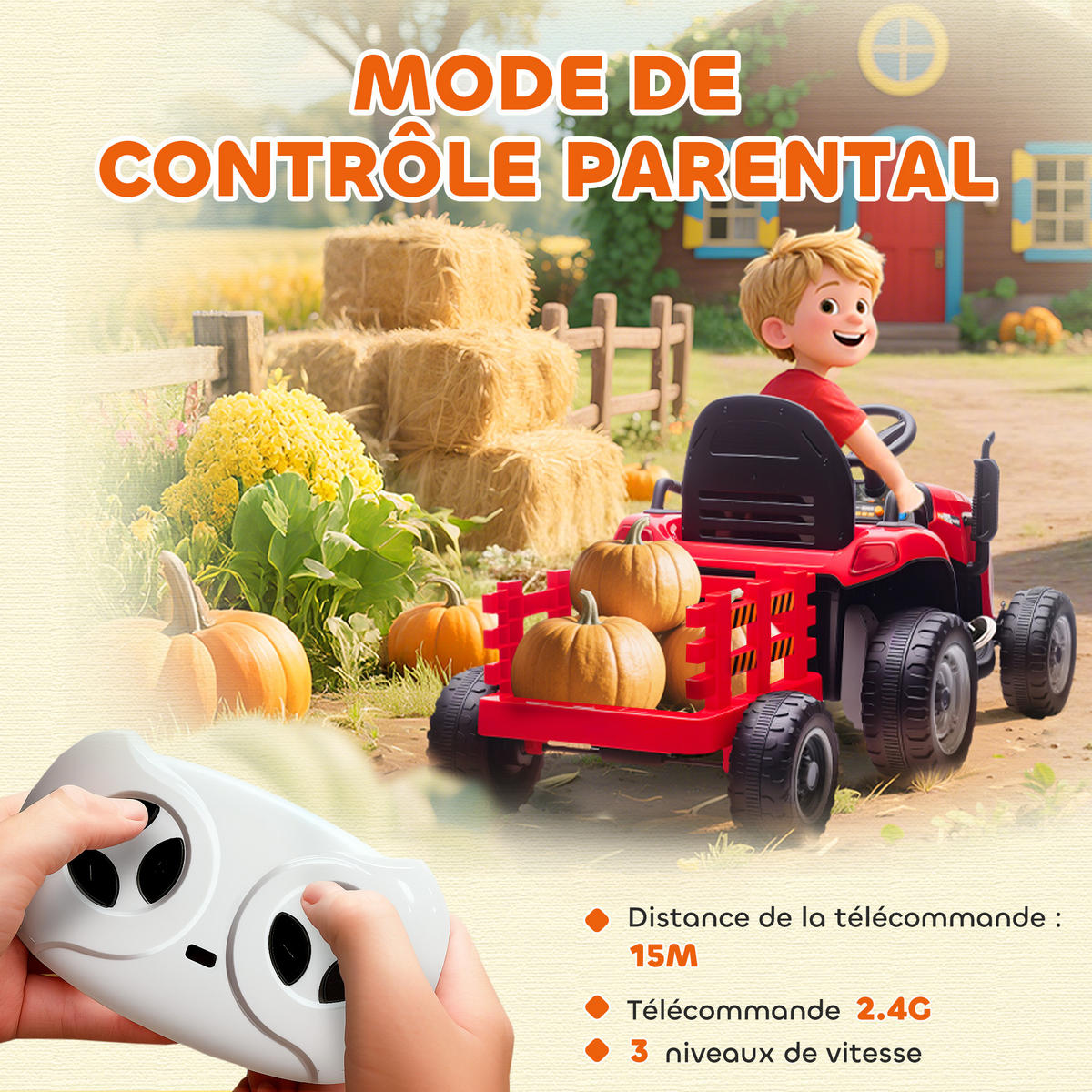 TRAKTOR DE-13080 abnehmbarer Anhänger Rot - Rot, Kunststoff (139/58/55cm) - ComfortXL