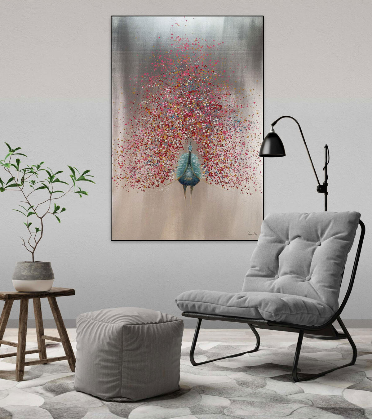 ACRYLBILD HANDGEMALT 80/120 cm - Pink, Holz/Textil (2.2/120cm) - KUNSTLOFT