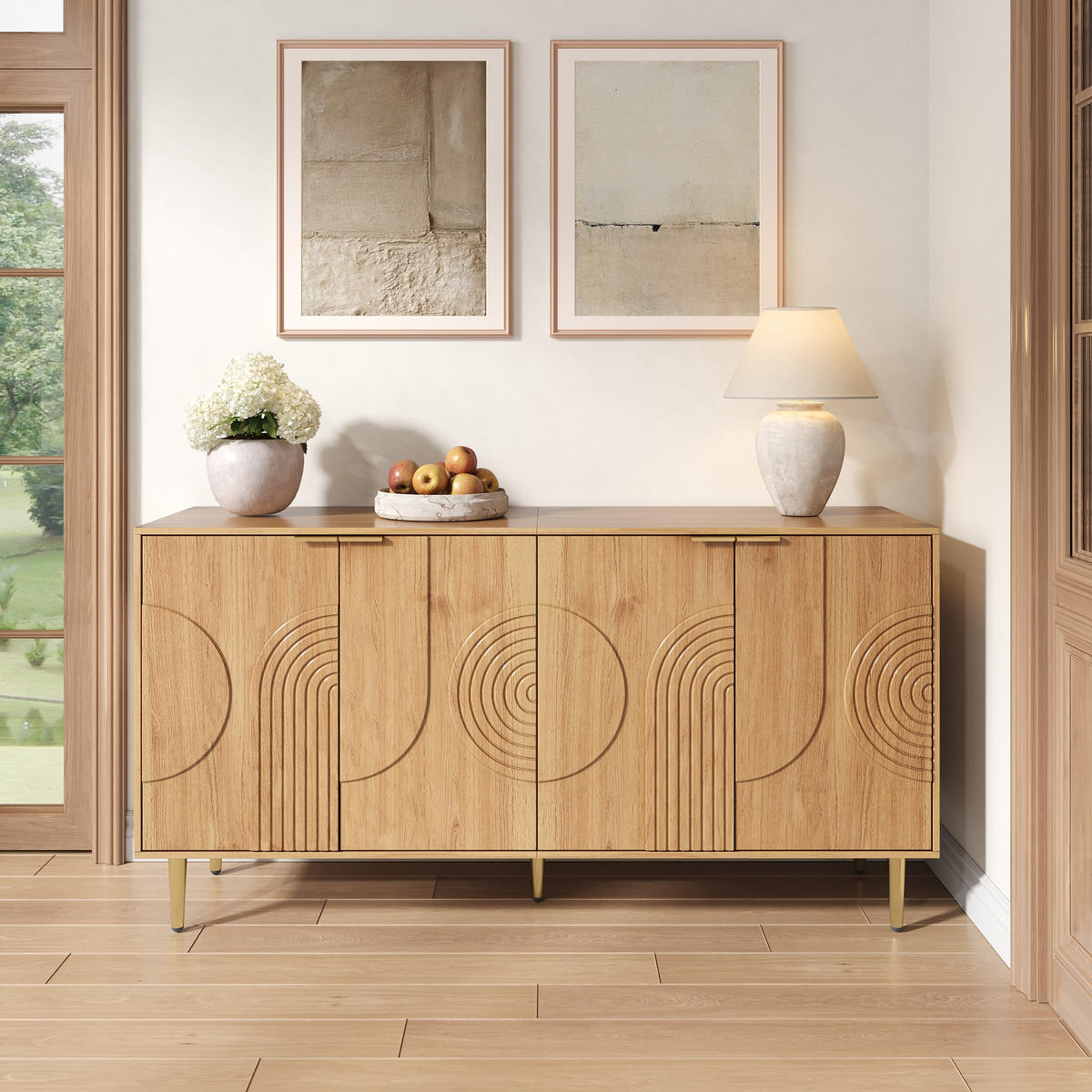 SIDEBOARD 140cm modern Stauraum Anrichte Buffet Wohnzimmer - Naturfarben, Holzwerkstoff (40/72/140cm) - FLIEKS