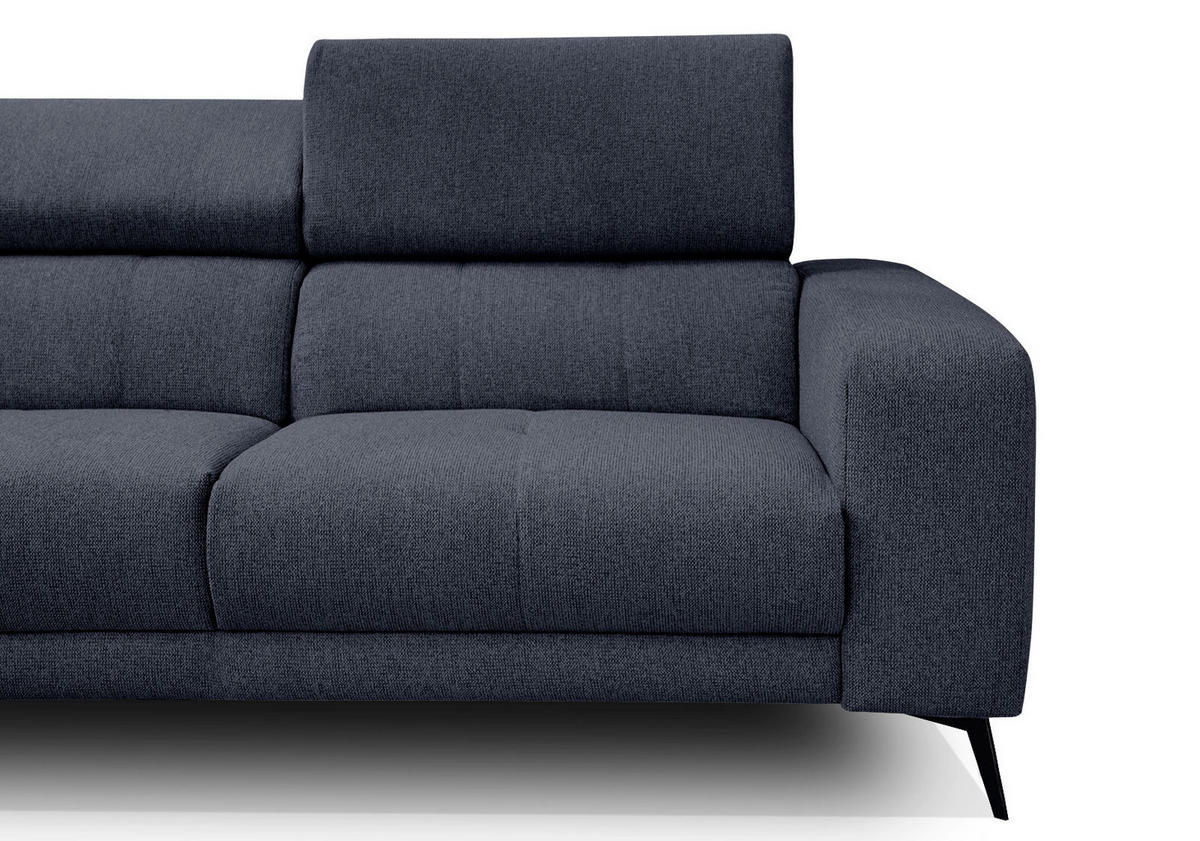 ECKSOFA MORELLO 5-Sitzer, dunkelblau - Schwarz/Dunkelblau, Holzwerkstoff/Textil (158/269cm) - Courtois Laville