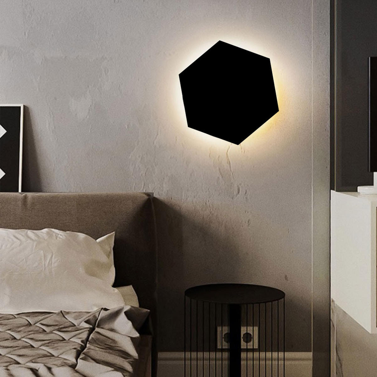 LED-WANDLAMPE Hive Schwarz Ø 45cm - Schwarz, Metall (45/4.4/45cm) - s.luce
