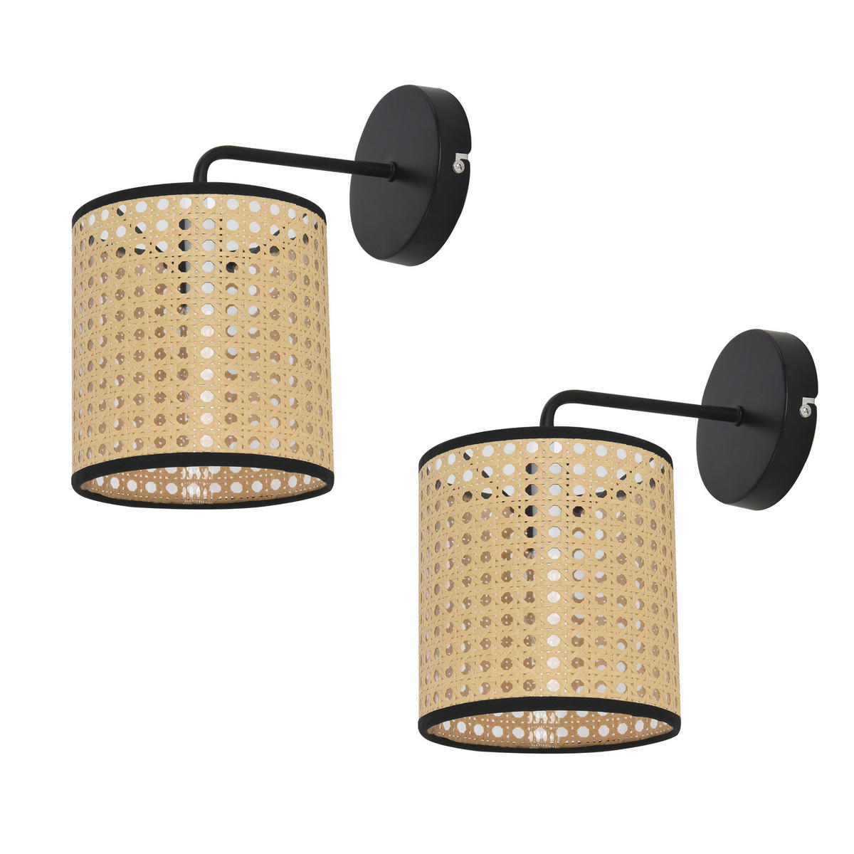 WANDLEUCHTE-SET 2 TLG. Southend - Beige/Schwarz, Kunststoff/Metall (16/17/25cm) - lux.pro