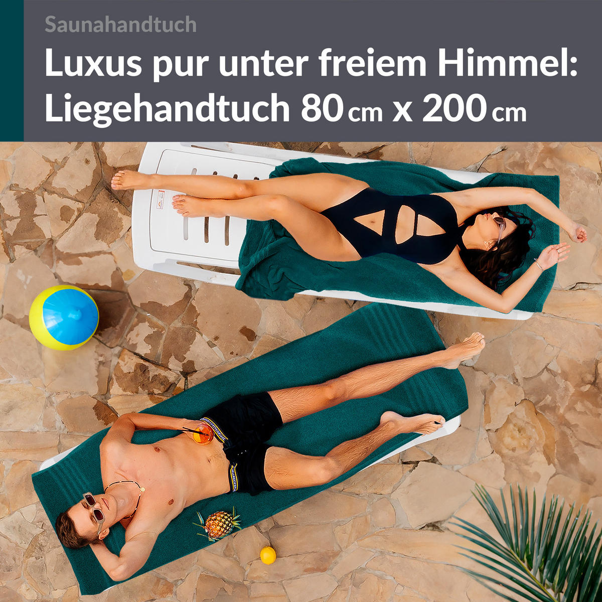 SAUNATUCH 80x200 cm 2er Set London Opal Grün - Opal, Textil (80/200cm) - Lashuma