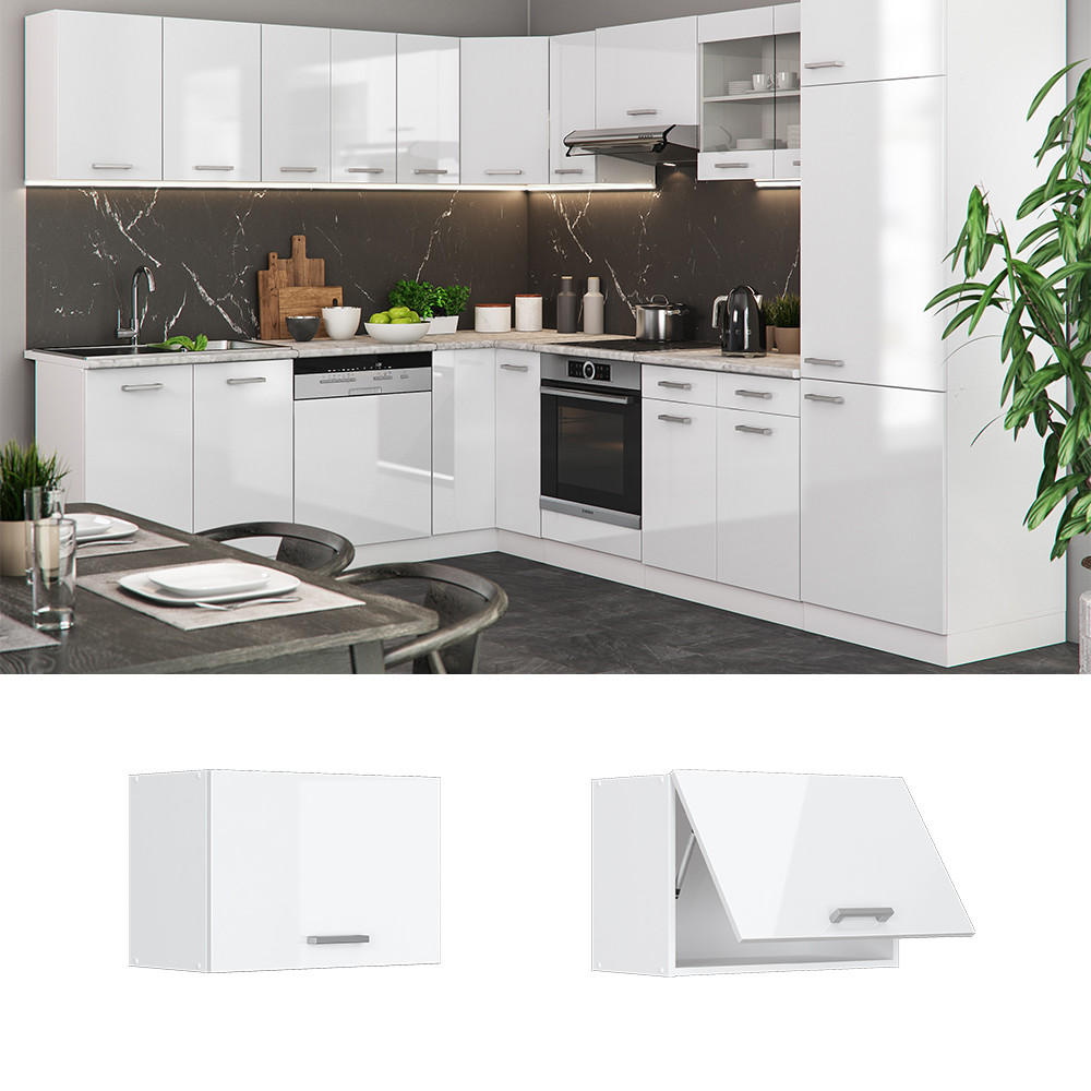 HÄNGESCHRANK R-Line Weiß Hochglanz 60 cm Flach - Weiß Hochglanz/Weiß, Holzwerkstoff (60/40/31cm) - Vicco