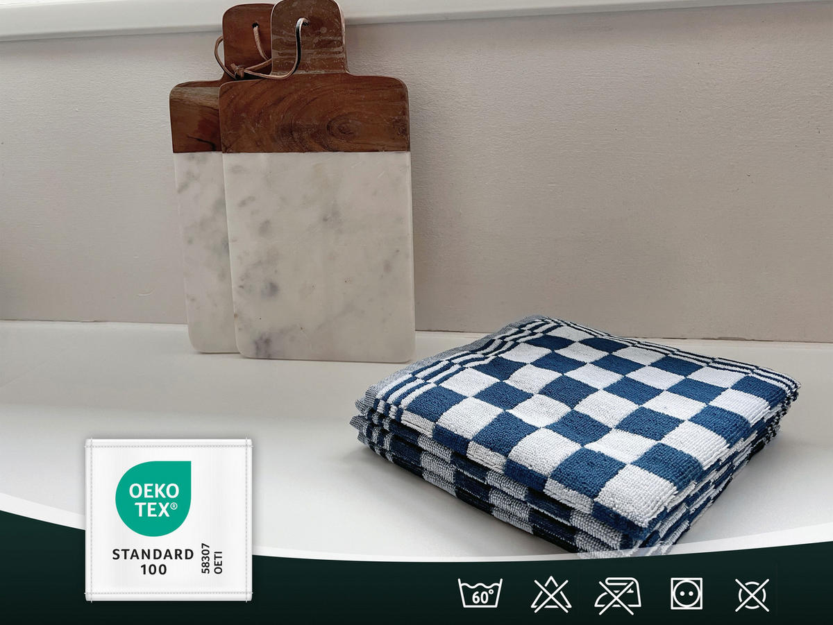 GESCHIRRTÜCHER, 4er-Set, 50x50 cm, 100% Baumwolle, Blau - Blau, Textil (50/50cm) - Zollner