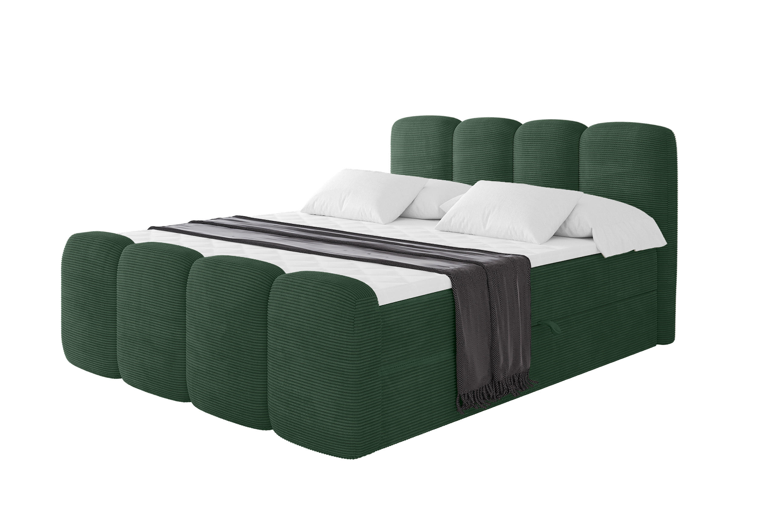 BOXBETT mit Matratze H4 - NINA-Z - 160x200 cm Grün - Waldgrün, Holzwerkstoff (160/200cm) - ALTDECOR