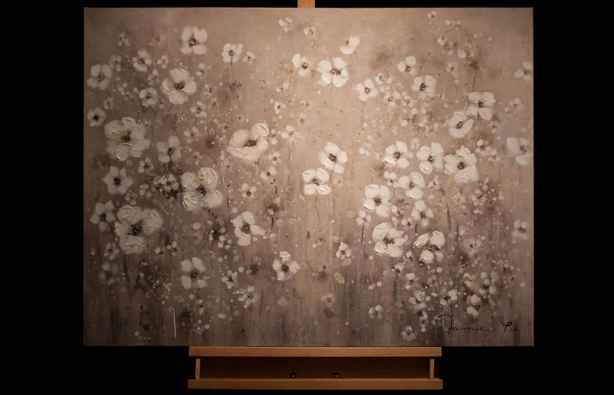 ACRYLBILD HANDGEMALT 100/75 cm - Weiß, Holz/Textil (1.64/75cm) - KUNSTLOFT