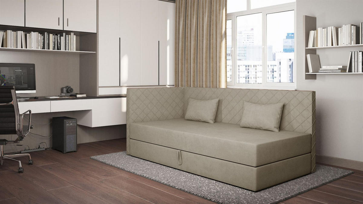 SOFA Liana In Opera - Beige, Holzwerkstoff/Textil (207/90/97cm) - Fun Möbel