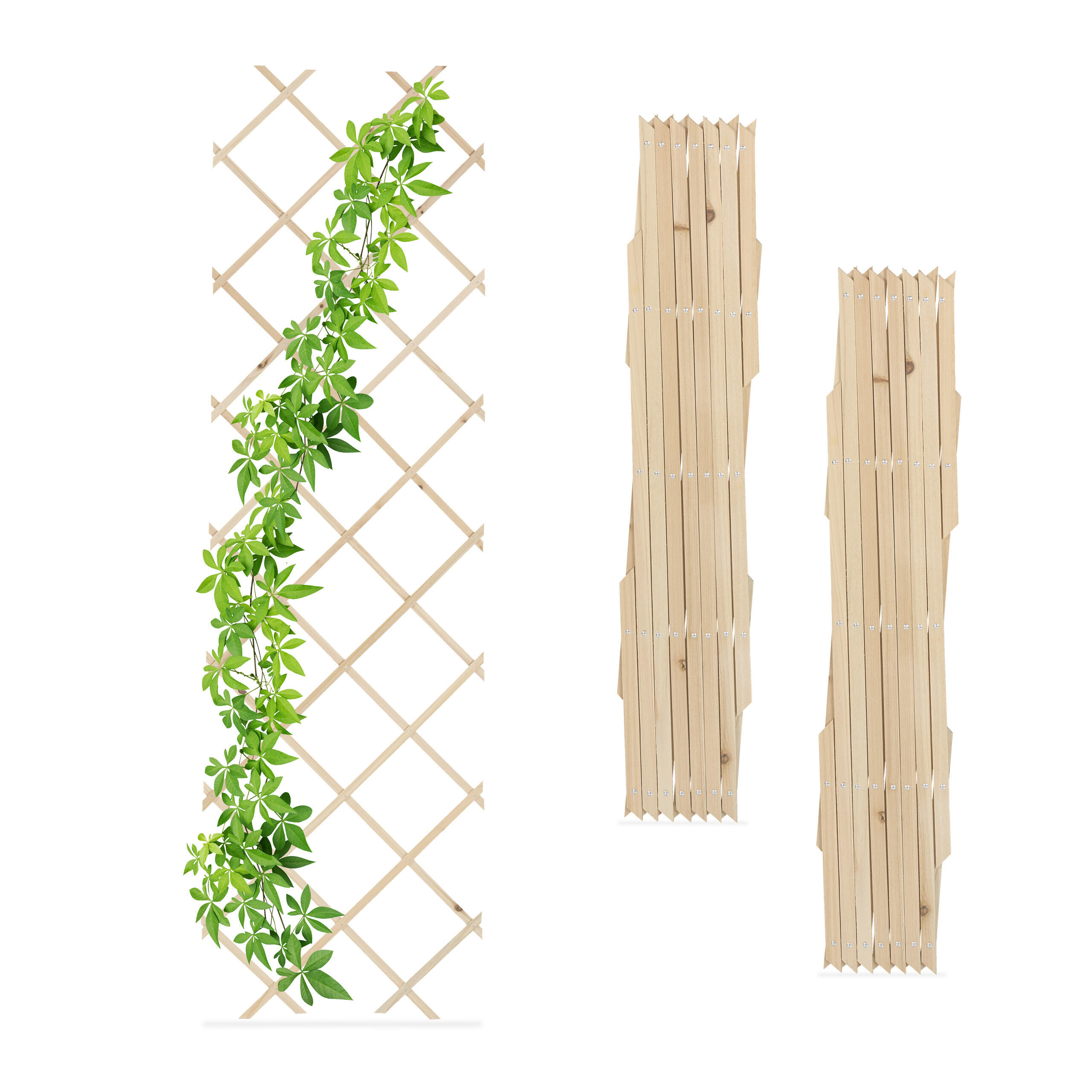 3XRANKGITTER - Hellbraun, Holz (60/180/1cm) - Relaxdays