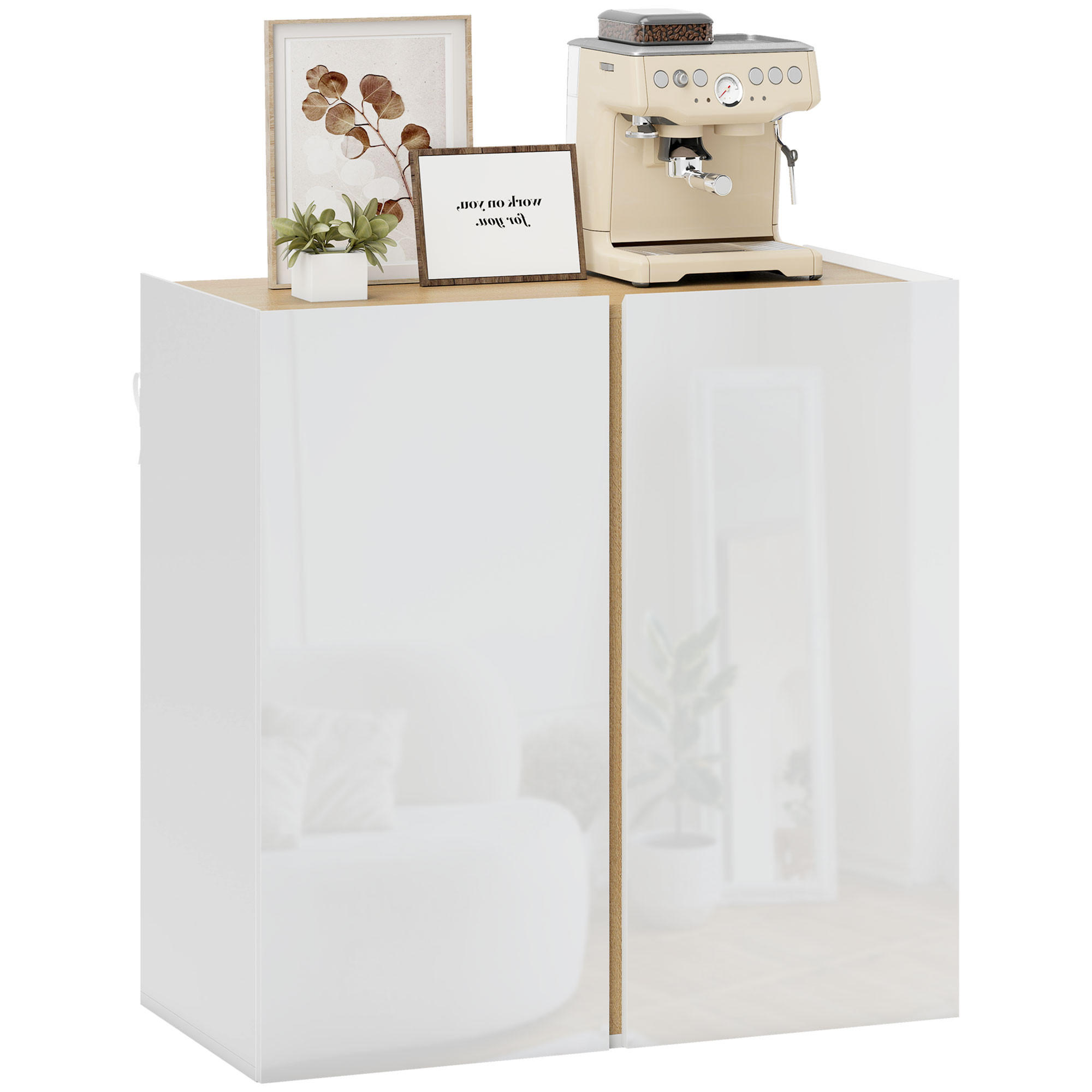 SIDEBOARD Weiß 80/40/80 cm - Weiß Hochglanz/Weiß, Holzwerkstoff (40/80/80cm) - PANGIVO