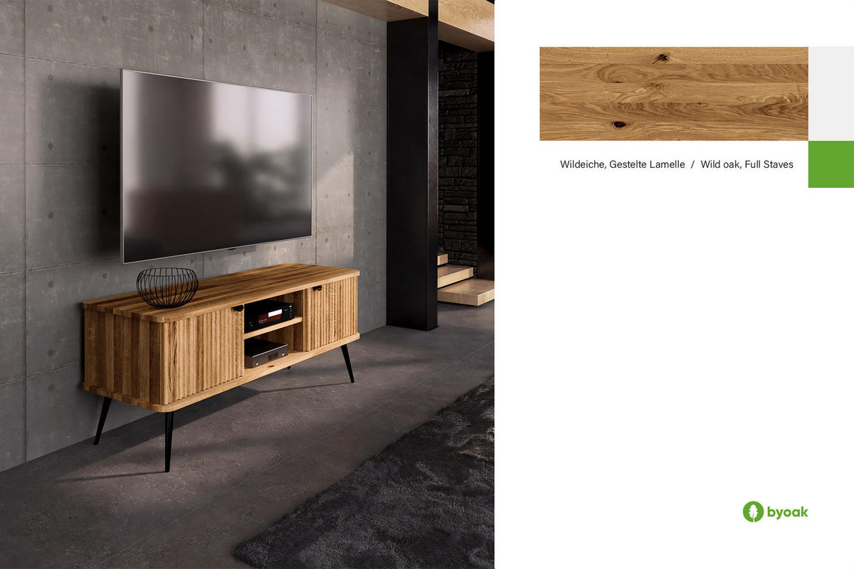 LOWBOARD LINA Wildeiche - Wildeiche, Holz (144/57/46cm) - byoak