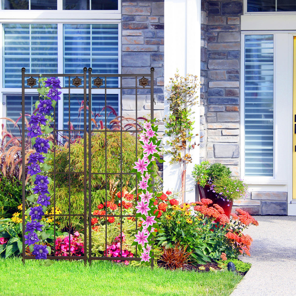 2XRANKGITTER - Dunkelbraun, Metall (51/182/3cm) - Relaxdays