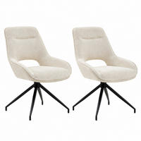 ESSZIMMERSTUHL 2er-Set drehbar Strukturstoff Metallgestell - Beige, Metall (50/87/50cm) - Meubliv