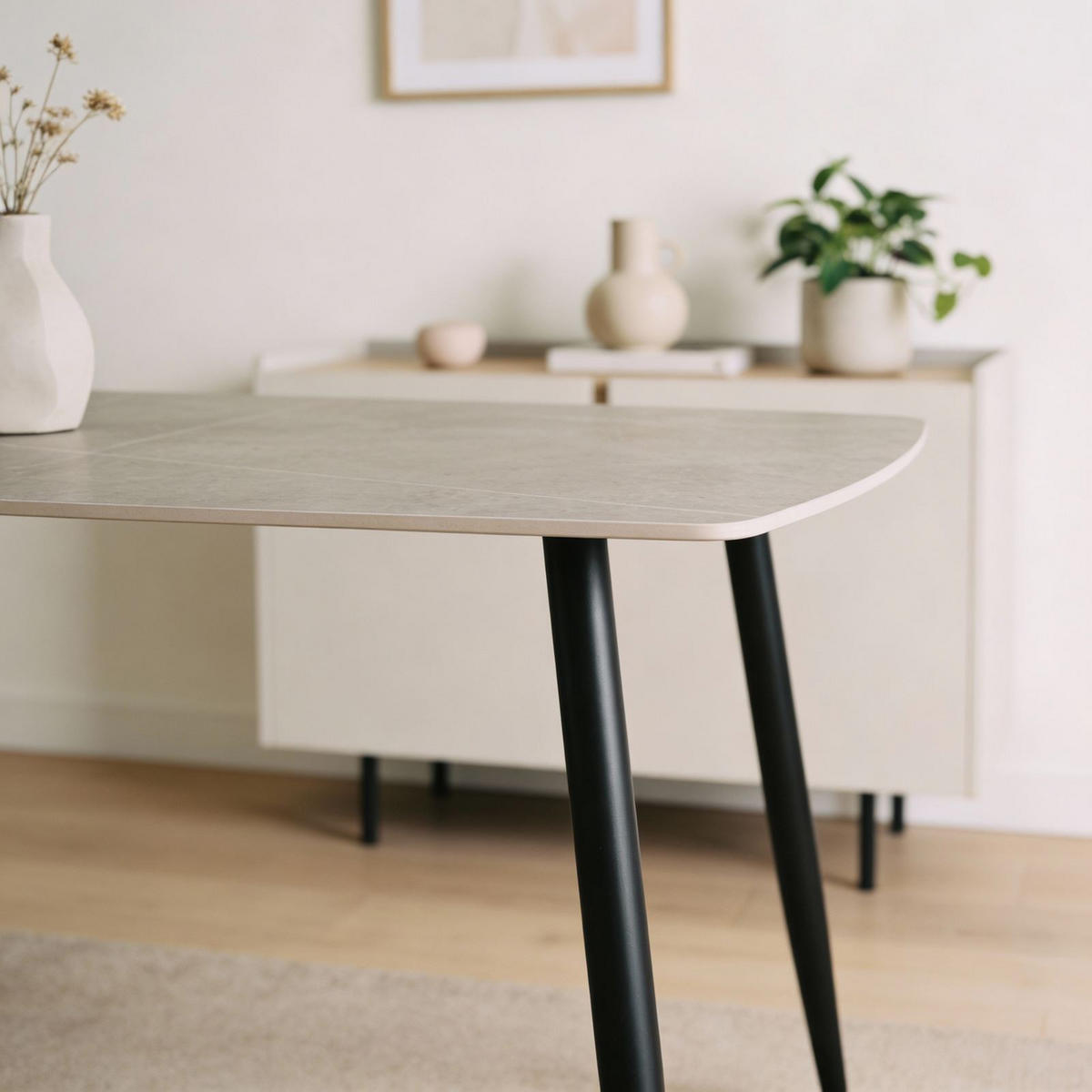 ESSTISCH MORA grau/schwarz - Schwarz/Grau, Metall (80/140/76cm) - IDIMEX