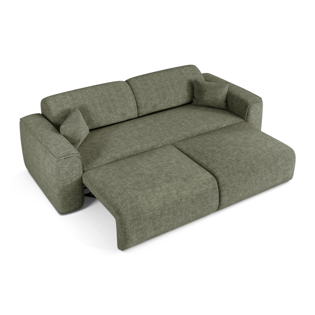 SCHLAFSOFA GERADE Texturierter Samt Salbeigrün 240cm - Grün, Textil (240/73/97cm) - Sia Home