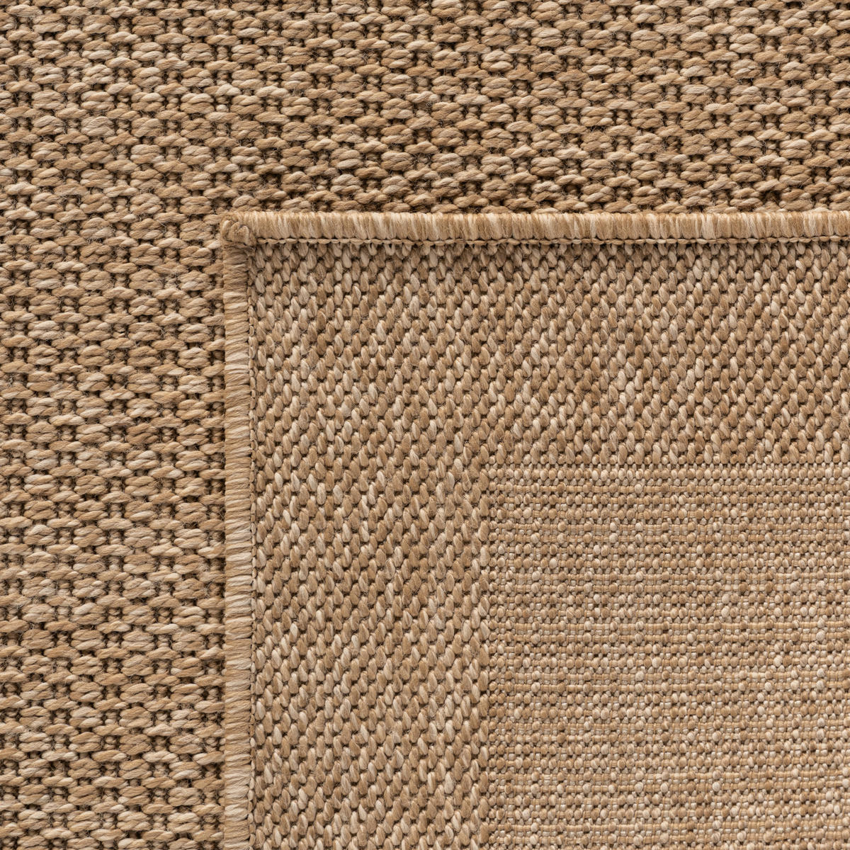 TEPPICH In-/Outdoor Jute-Optik Flachgewebe Bordüre Polypropylen Beige Rechteckig 140x200 - Beige, Textil (140/200cm) - KADIMA DESIGN