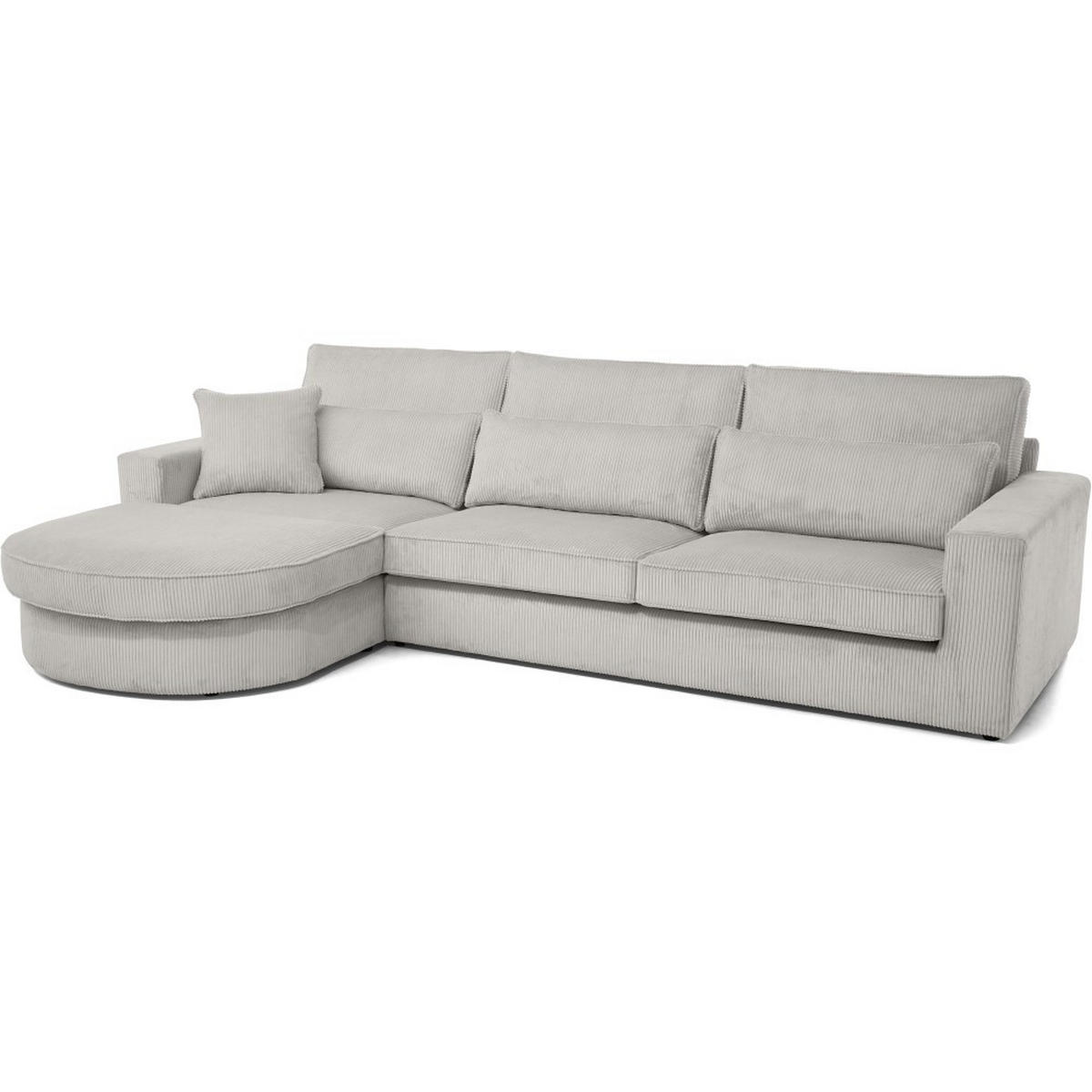 ECKSOFA Pablo ohne Schlaffunktion, mit abgerundeter Ottomane, links, Graubeige - Hellgrau, Textil (319/196cm) - Beautysofa