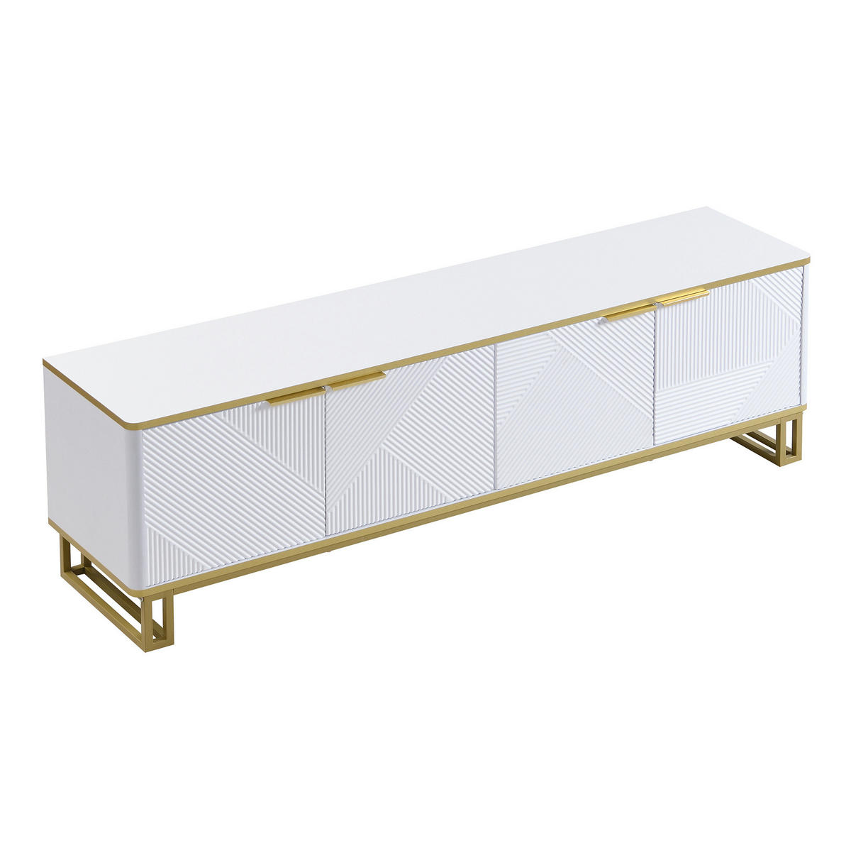TV-SCHRANK mit 4 Türen 160 x 37,5 x 48 cm Weiß MDF - Weiß, Holzwerkstoff (37.5/48/160cm) - Beauniv