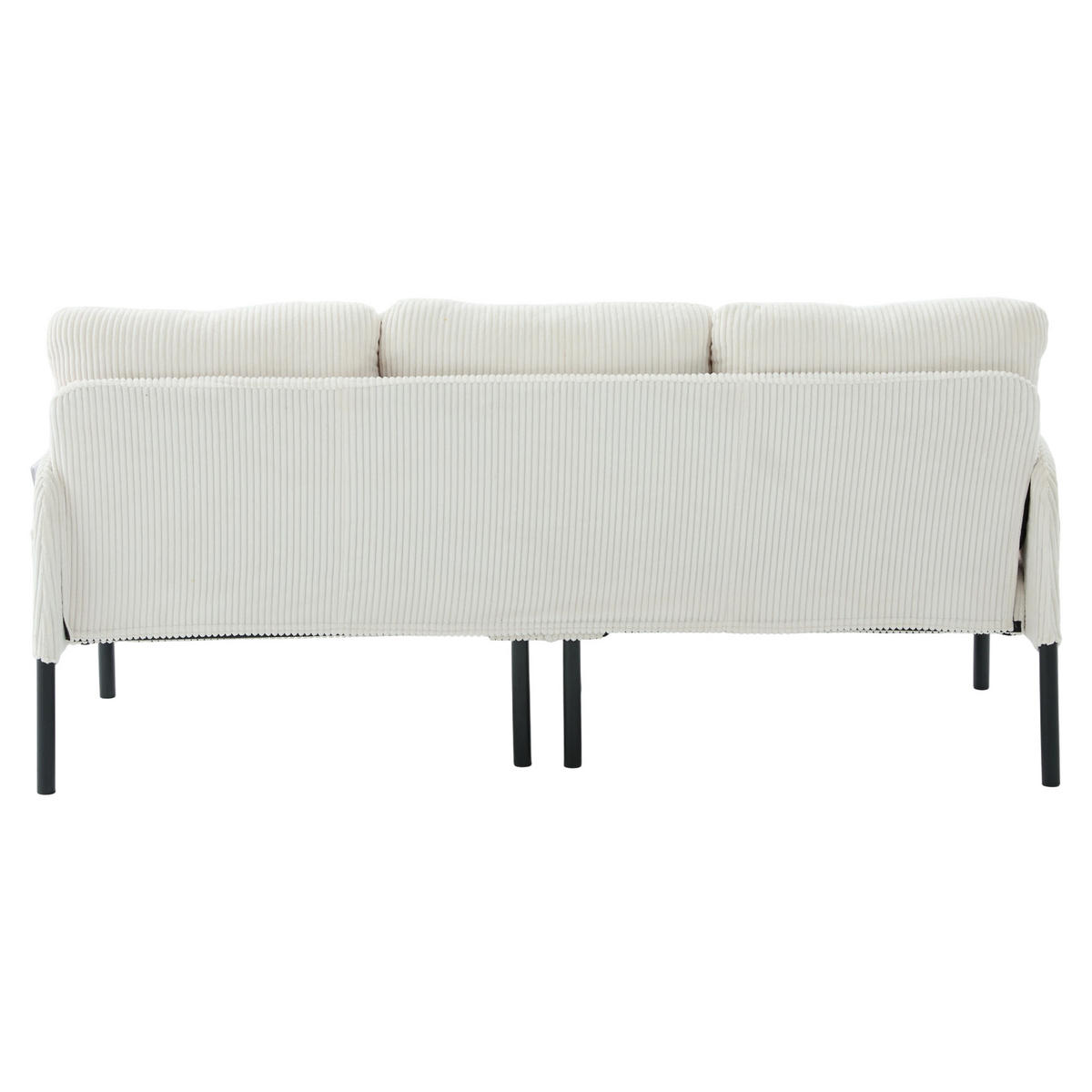 3-SITZER Sofa mit Seitentaschen, Metallgestell & Leinenstoff, 171cm, Beige - Beige/Schwarz, Textil/Metall (171/80/72cm) - LVHOM