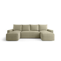 WOHNLANDSCHAFT mit Schlaffunktion SAVIO U Quelle 06 - Beige, Textil (300/75/140cm) - Bedante