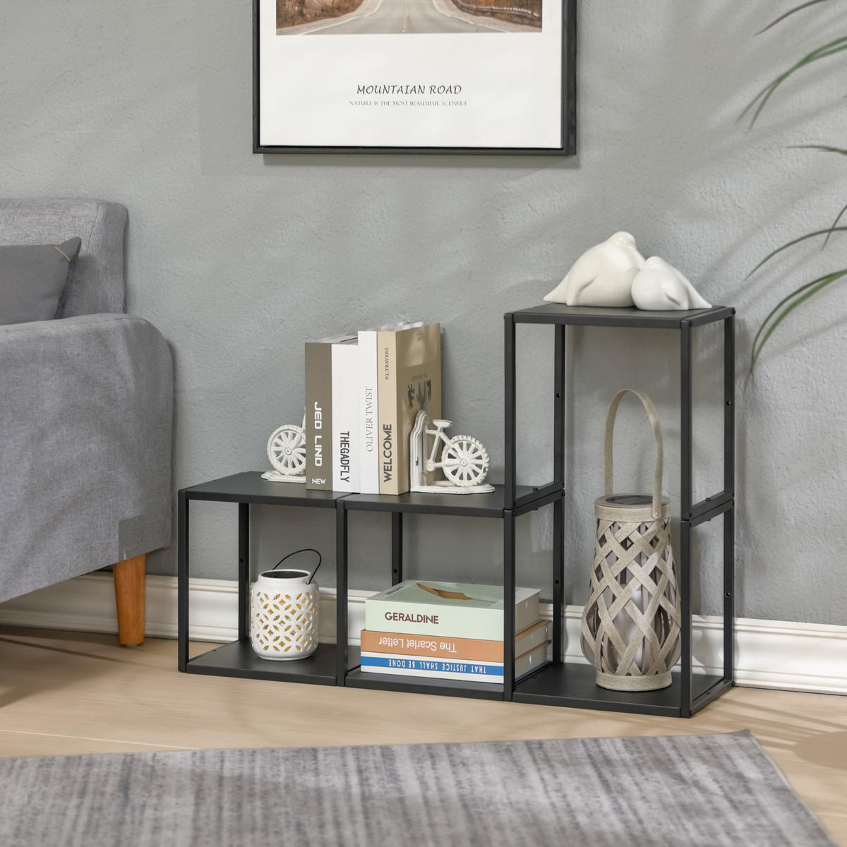 WANDREGAL-SET 4 TLG. Nostened - Schwarz, Metall (27.5/27.5/20cm) - [en.casa]