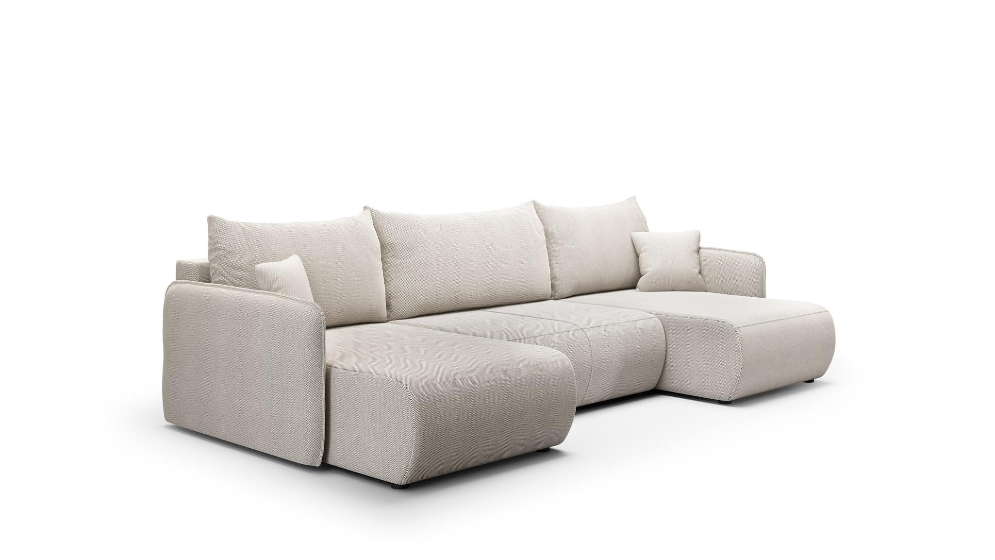 WOHNLANDSCHAFT Calgary - Hellgrau, Holzwerkstoff/Textil (290/86/148cm) - Fun Möbel