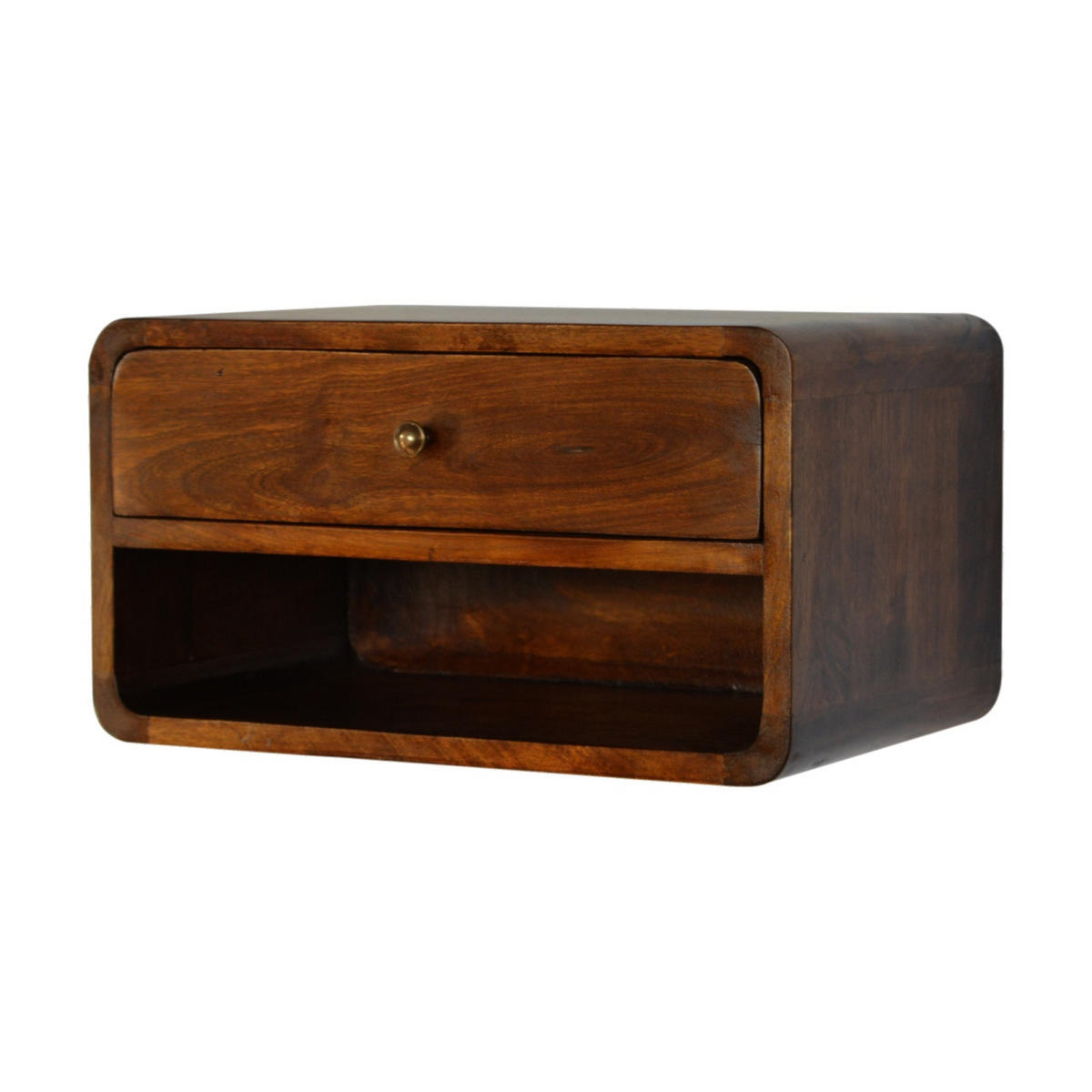 NACHTTISCH wandmontierbar mit Kastanienfinish - Messingfarben/Braun, Holz/Metall (45/25/32cm) - Artisan Furniture
