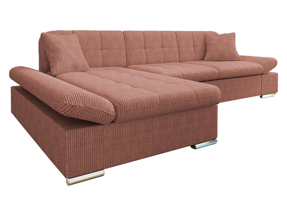 ECKSOFA Malwi Cord, Seite: Links - Dunkelrosa, Holz/Textil (278/161cm) - MIRJAN24