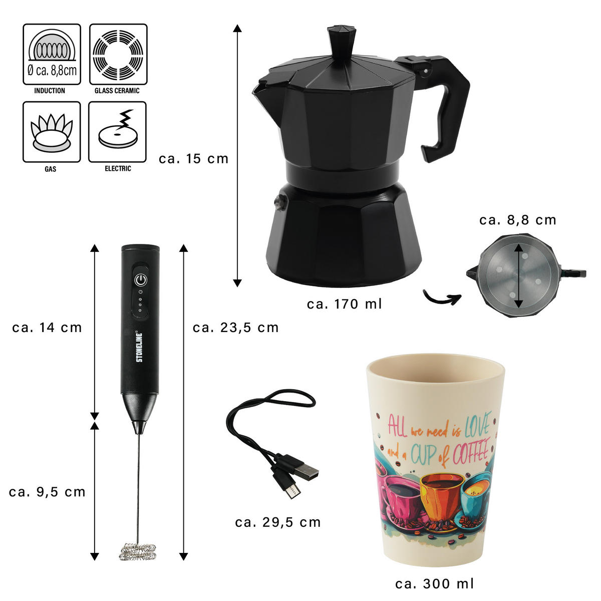 ESPRESSOKOCHER 170 ml - Schwarz, Metall (17.5/15/22.8cm)