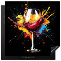 HERABDECKPLATTE - Wein - Glas - Graffiti - Getränk - Rot - Farbe - 60x60 - Weinrot, Kunststoff (60/60/0.2cm) - MuchoWow