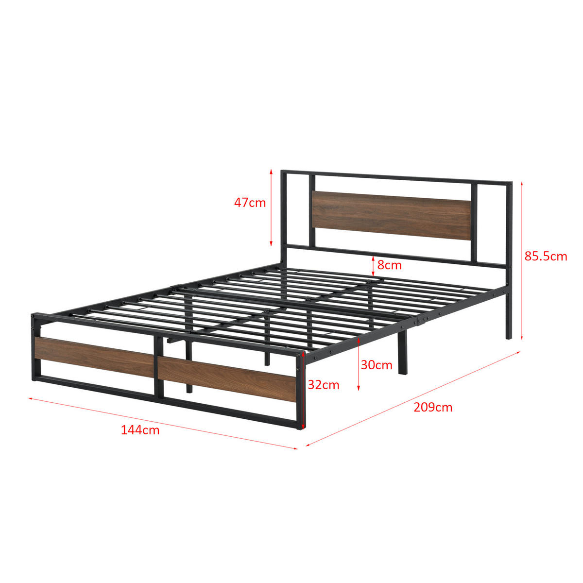 METALLBETT Villach - Schwarz, Metall (140/200cm) - [en.casa]