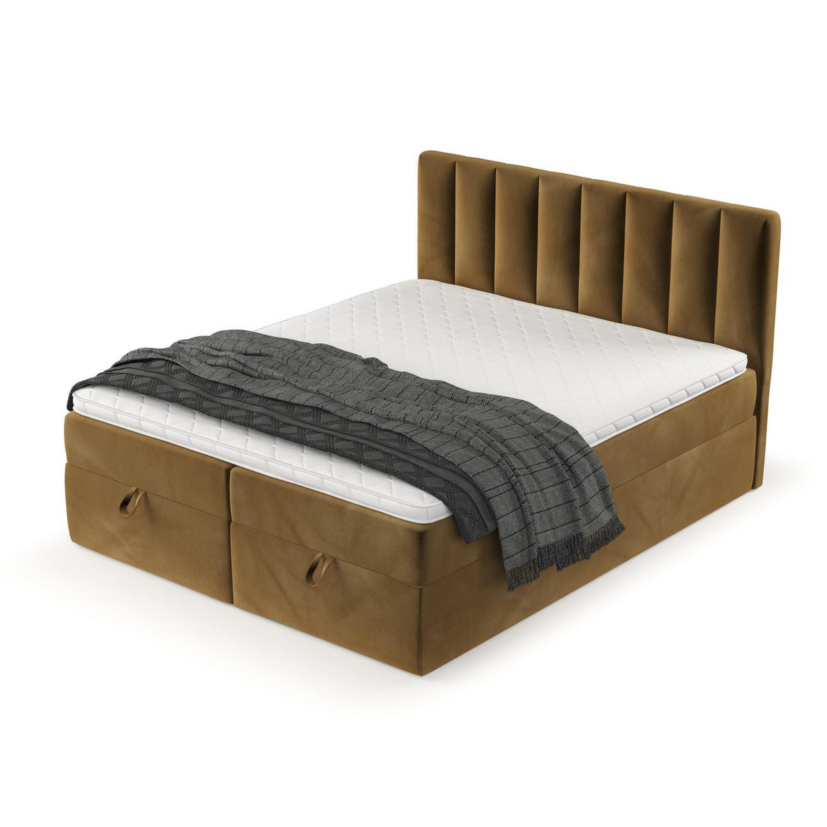 BOXBETT Lusso 180/200 cm Honiggelb im Kronos Stoff - Schwarz/Honig, Holz/Holzwerkstoff (180/200cm) - AltaBeds