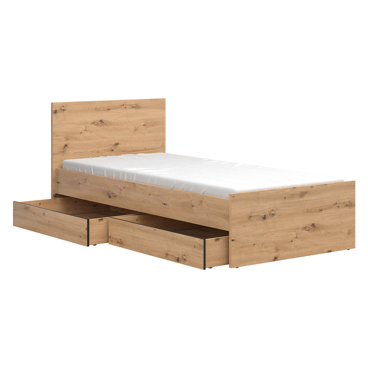 POSTELJA 90/200 Mao Les hrastovega videza - rjava, leseni material (90/200cm) - Petits-meubles