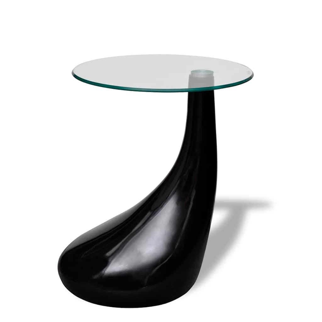 COUCHTISCH mit Runder Glasplatte Hochglanz Schwarz - Schwarz, Glas (42/42/55cm) - furnicato