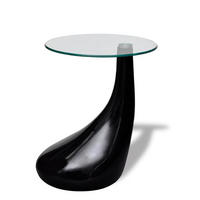 COUCHTISCH mit Runder Glasplatte Hochglanz Schwarz - Schwarz, Glas (42/42/55cm) - furnicato