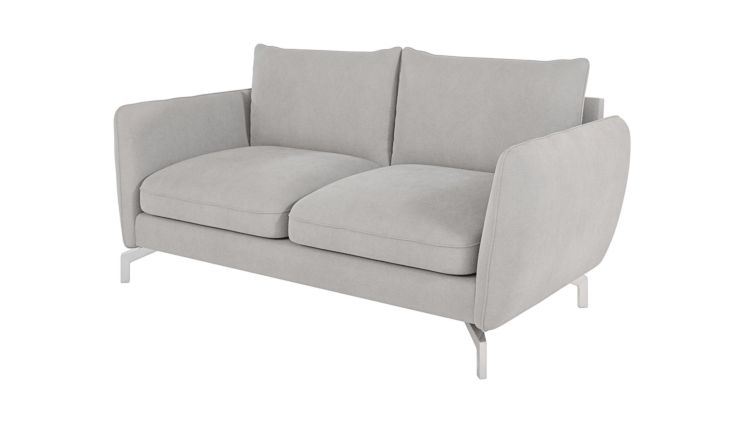 2-SITZER-SOFA Elou Silber Microfaser - Chromfarben/Silberfarben, Holz/Textil (172/87/92cm) - S-Style Möbel