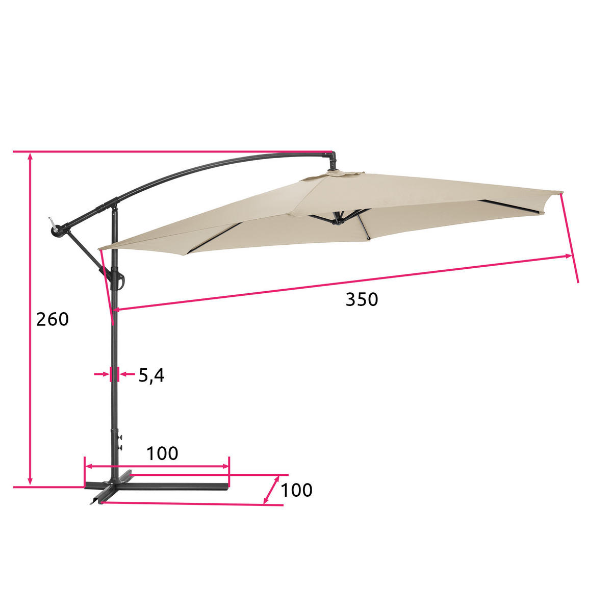 SONNENSCHIRM Ciccio, inklusive Schutzhülle, beige - Beige, Textil (350/350cm) - tectake