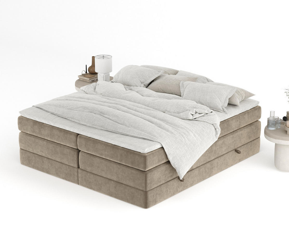BOXSPRINGBETT Juniper Braun 160/200 cm - Schwarz/Braun, Holz/Holzwerkstoff (160/200cm) - Maison de Reve