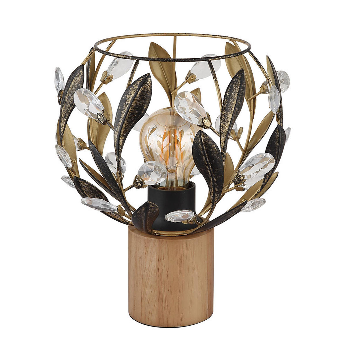 LED TISCHLEUCHTE MIKA Holz Gold - Goldfarben, Holz (20/20/25cm) - Globo Lighting