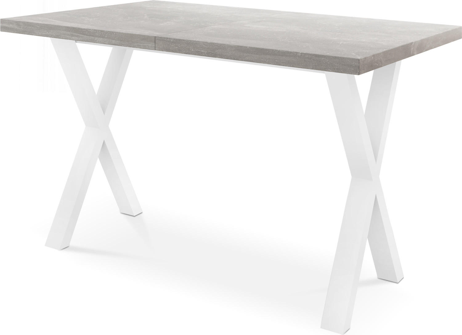ESSTISCH Luiza rechteckig ausziehbar, Grauer Beton 160-260/90/76 cm - Hellgrau/Weiß, Holzwerkstoff/Metall (160/90/76cm) - WFL GROUP