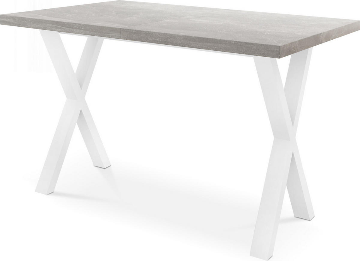ESSTISCH Luiza rechteckig ausziehbar, Grauer Beton 140-240/80/76 cm - Hellgrau/Weiß, Holzwerkstoff/Metall (140/80/76cm) - WFL GROUP