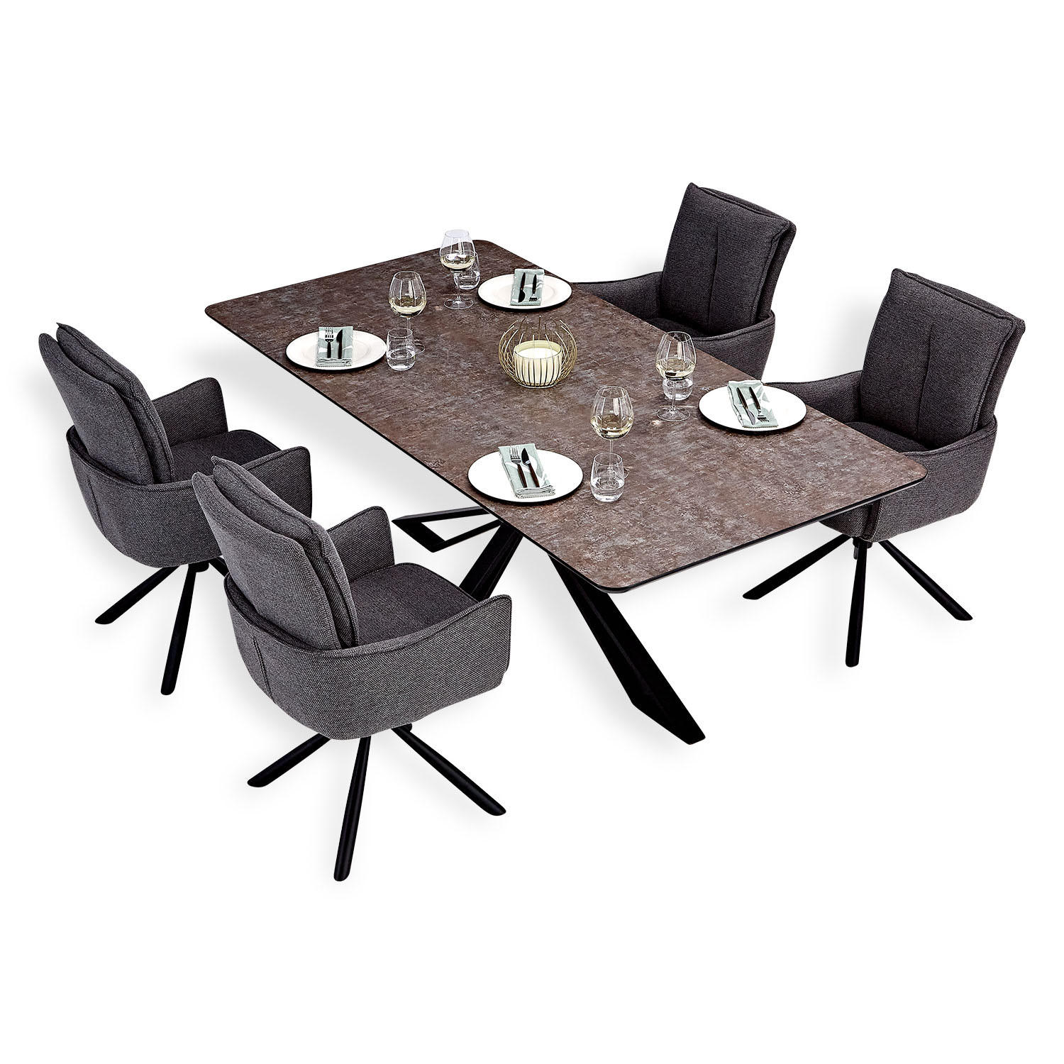Homestyle4u Tischgruppe Braun 100x94x200 cm