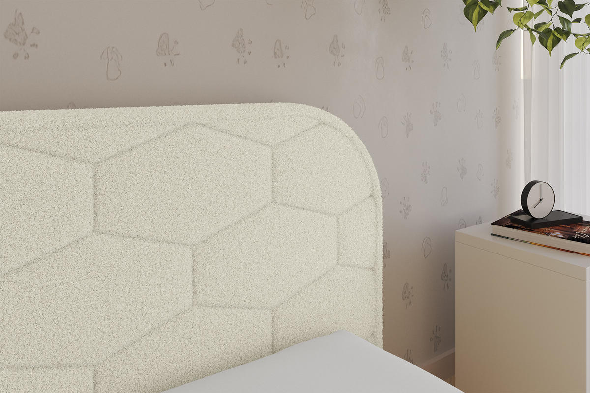 EINZELLBETT Jugendbett mit Bettkasten und Matratze H3/H4, Links - JAXY 90x200 Beige - Champagner, Holzwerkstoff/Textil (90/200cm) - ALTDECOR