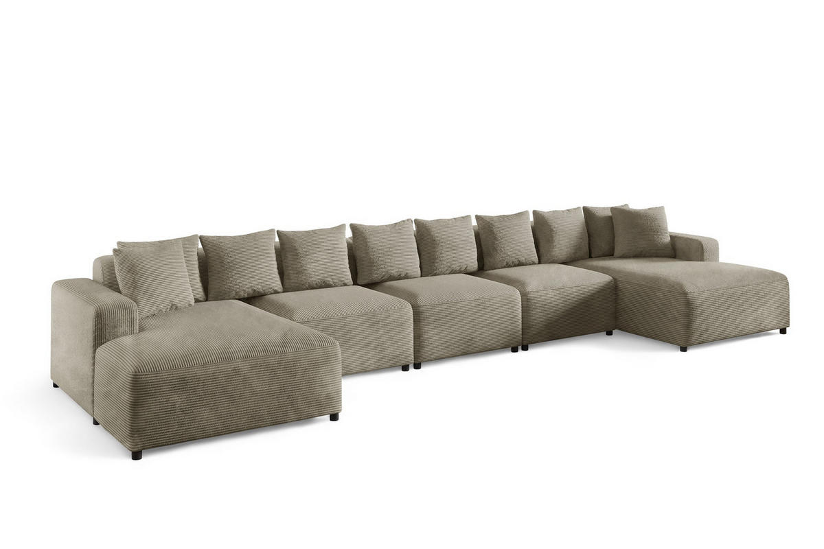 WOHNLANDSCHAFT Megan Xl In Poso - Beige, Holzwerkstoff/Textil (517/75/165cm) - Fun Möbel