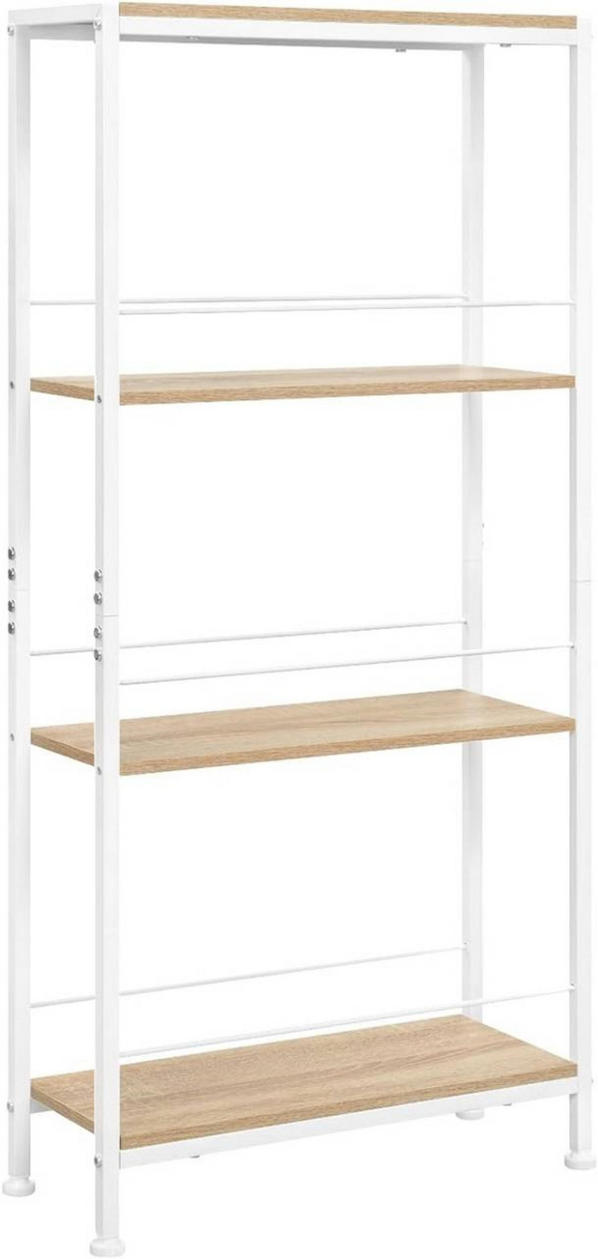 STANDREGAL mit 4 Ebene, 50x110x20cm, Helle Eiche+Weiß - Eichefarben/Weiß, Holzwerkstoff/Metall (50/110/20cm) - Woltu